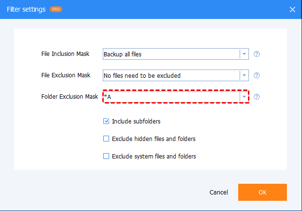 File Backup Folder Exclusion